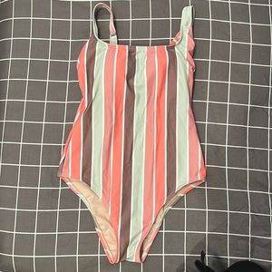 Kana Sol - Striped multi color one piece cupped bathing suit. Size S.